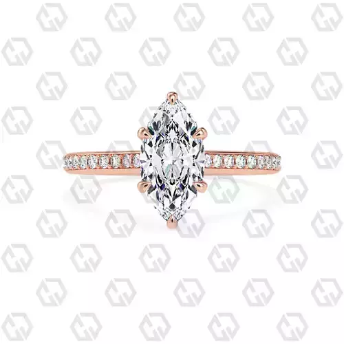 Ring 55 Marquise Shape Pave setting ring with Gems