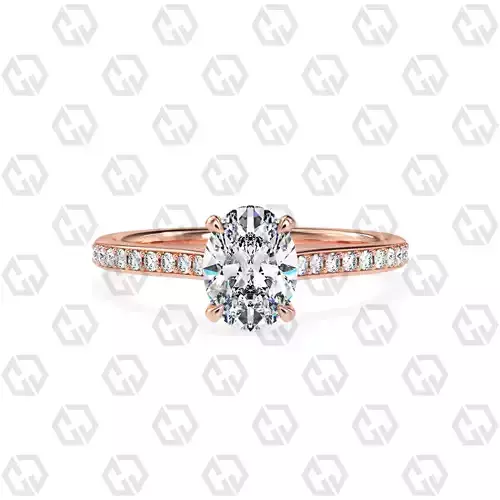 Ring 56 Oval shape pave setting ring with gems