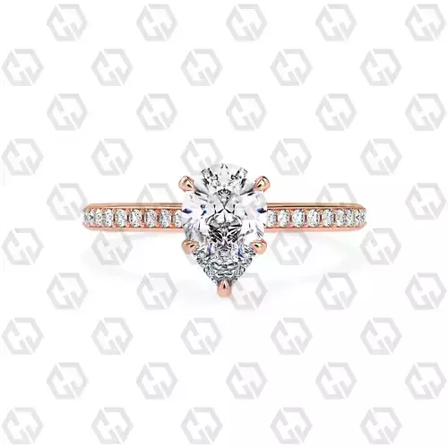 Ring 57 Pear shape pave setting ring with gems