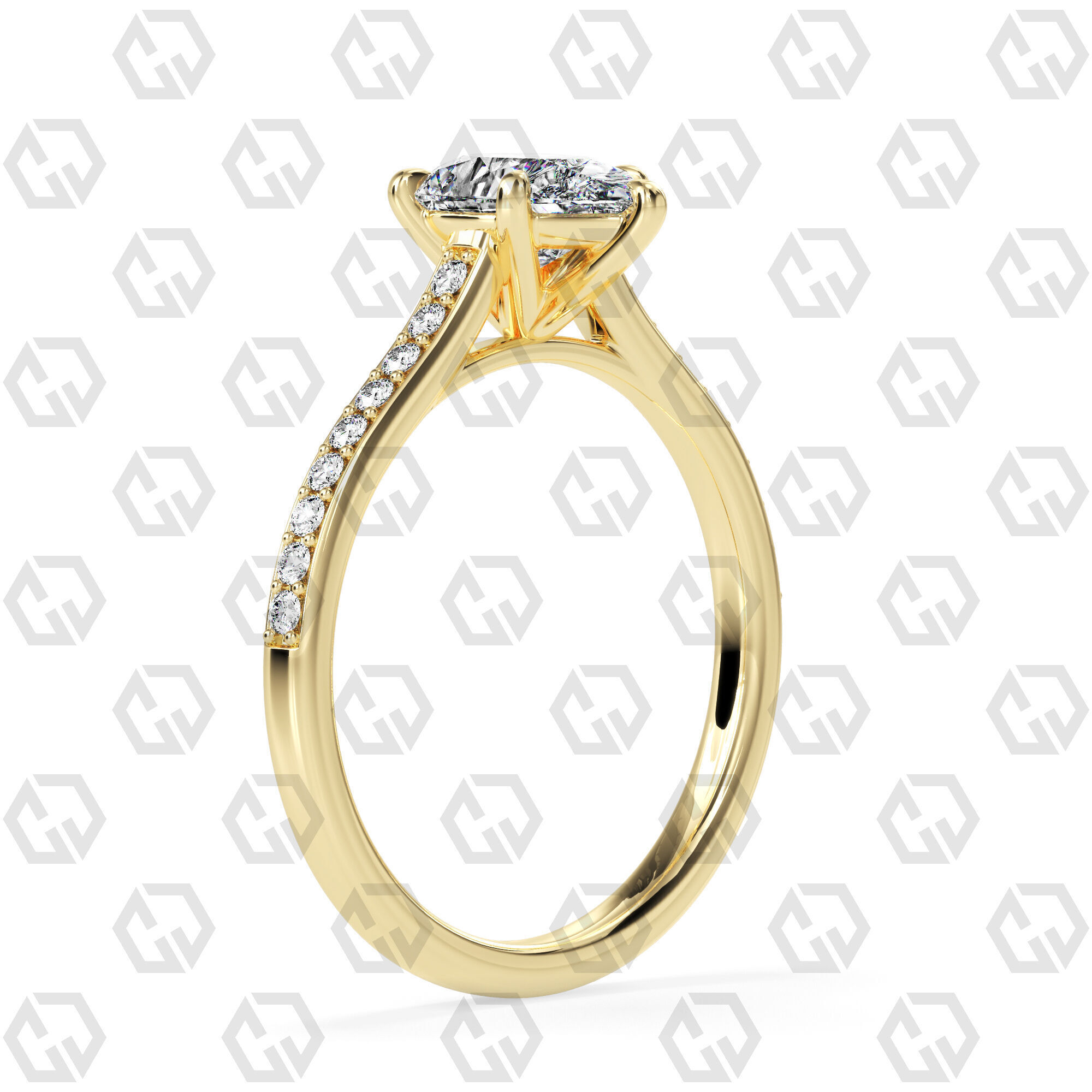 Ring 57 Pear shape pave setting ring with gems 3D print model_12