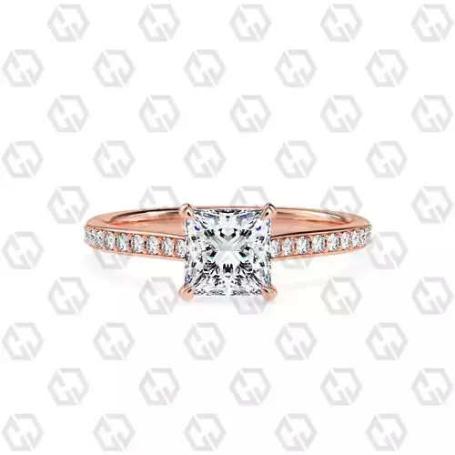 Ring 58 Princess shape pave setting ring with gems