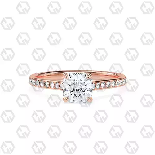 Ring 60 Radiant shape pave setting ring with gems