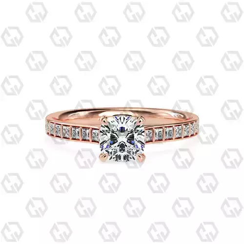 Ring 72 Cushion Shape and princess on shanks with Gems