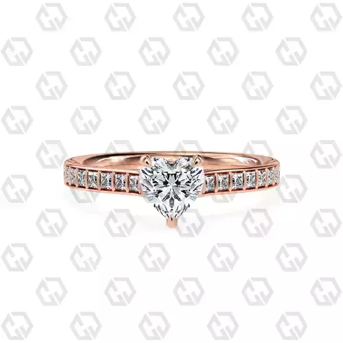 Ring 74 Heart Shape and princess on shanks with Gems