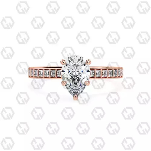 Ring 77 Pear Shape and princess on shanks with Gems