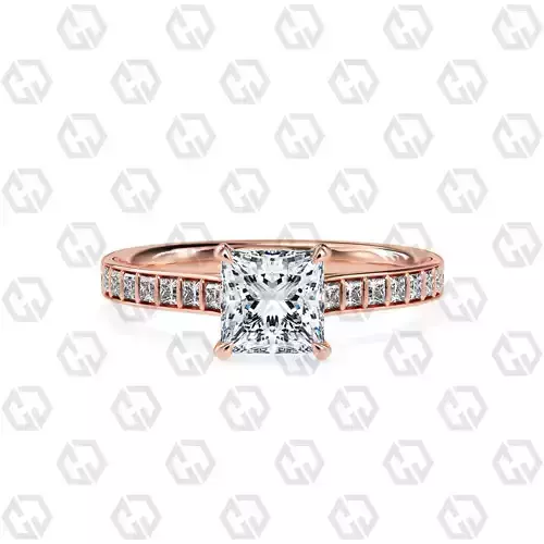 Ring 78 Princess Shape and princess on shanks with Gems