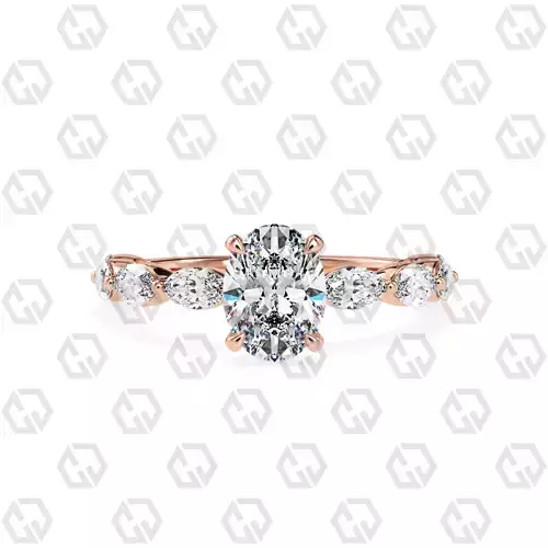 Ring 86 Oval Shape marquise on shanks with Gems