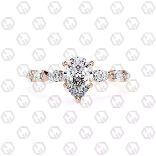 Ring 87 Pear Shape marquise on shanks with Gems