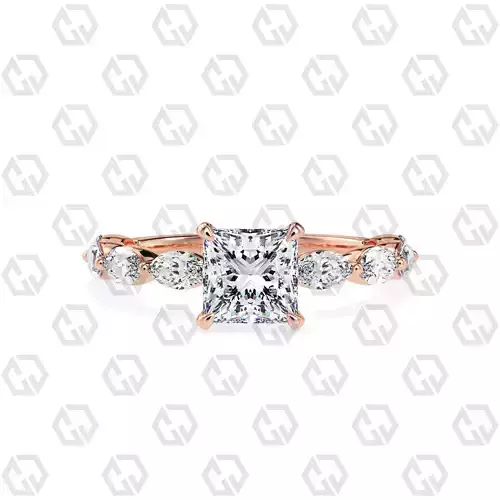 Ring 88 Princess Shape marquise on shanks with Gems