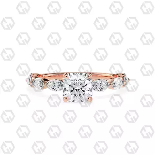 Ring 90 Radiant Shape marquise on shanks with Gems