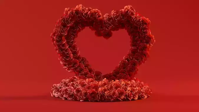 Heart-Shaped Rose Bouquet 3D model