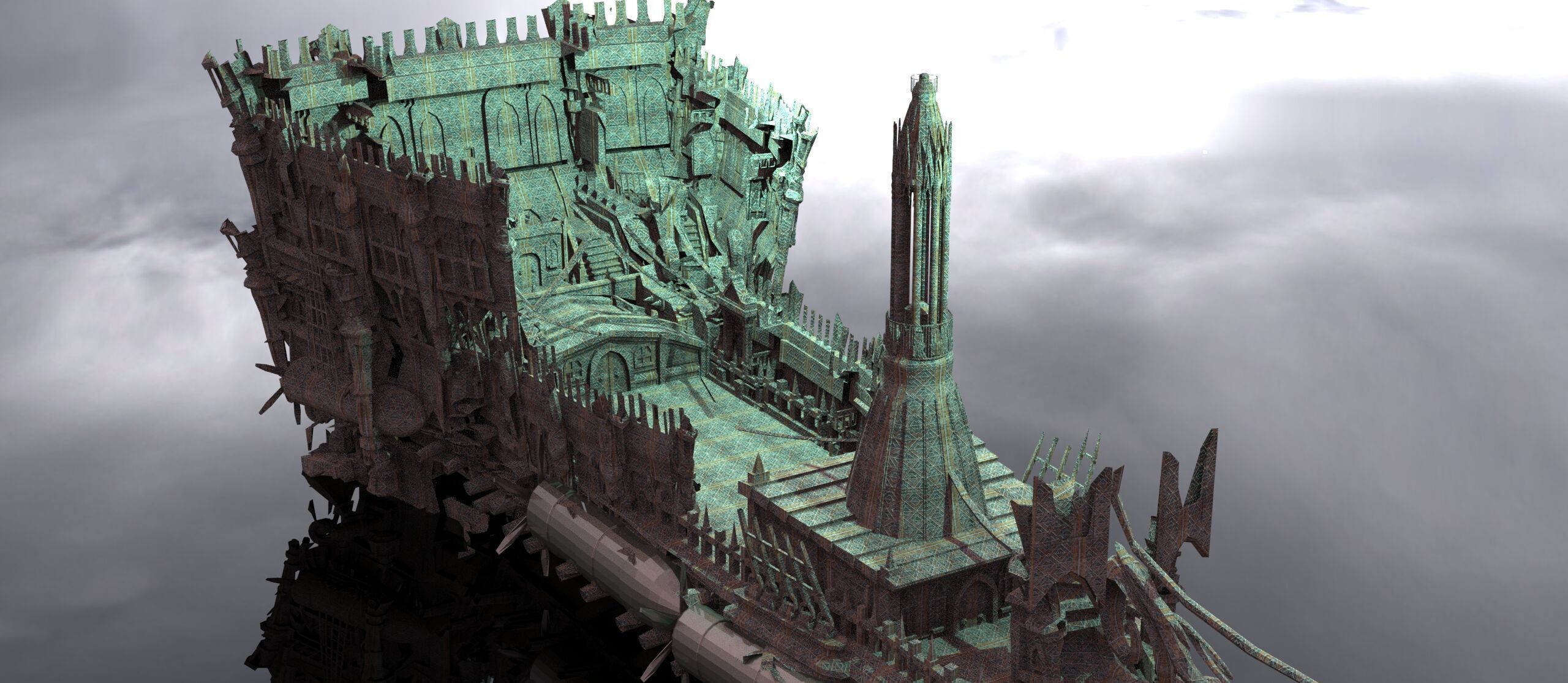 Sinbad The explorer airship base  3D model_1