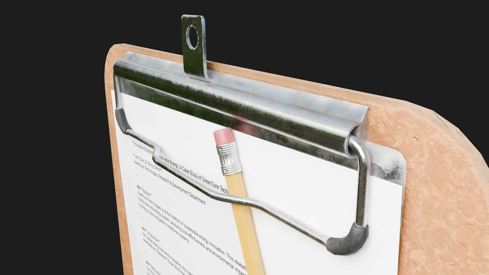 Clipboard and Pencil 4K Low-poly 3D model_8