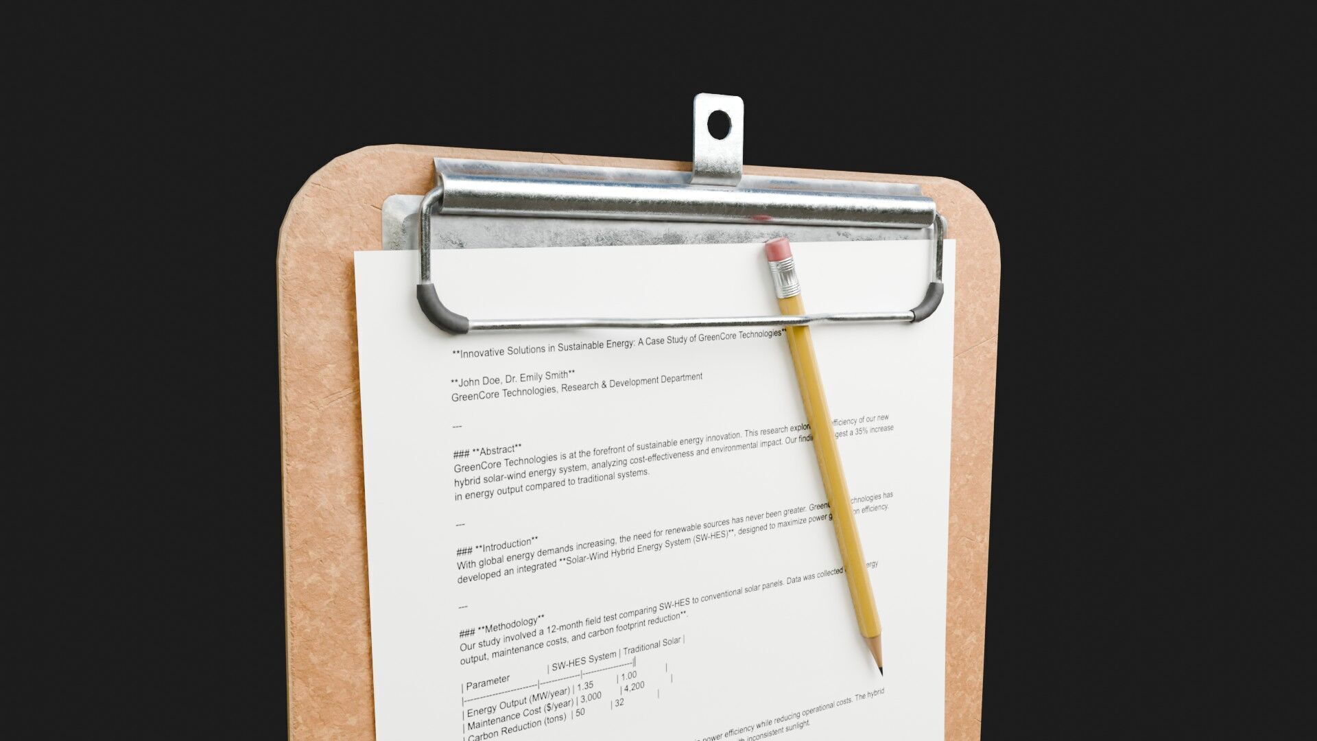 Clipboard and Pencil 4K Low-poly 3D model_7