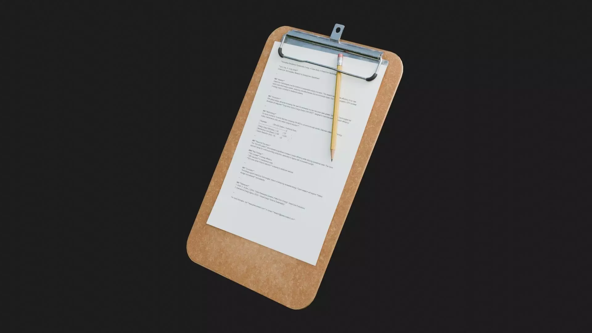 Clipboard and Pencil 4K Low-poly 3D model_0