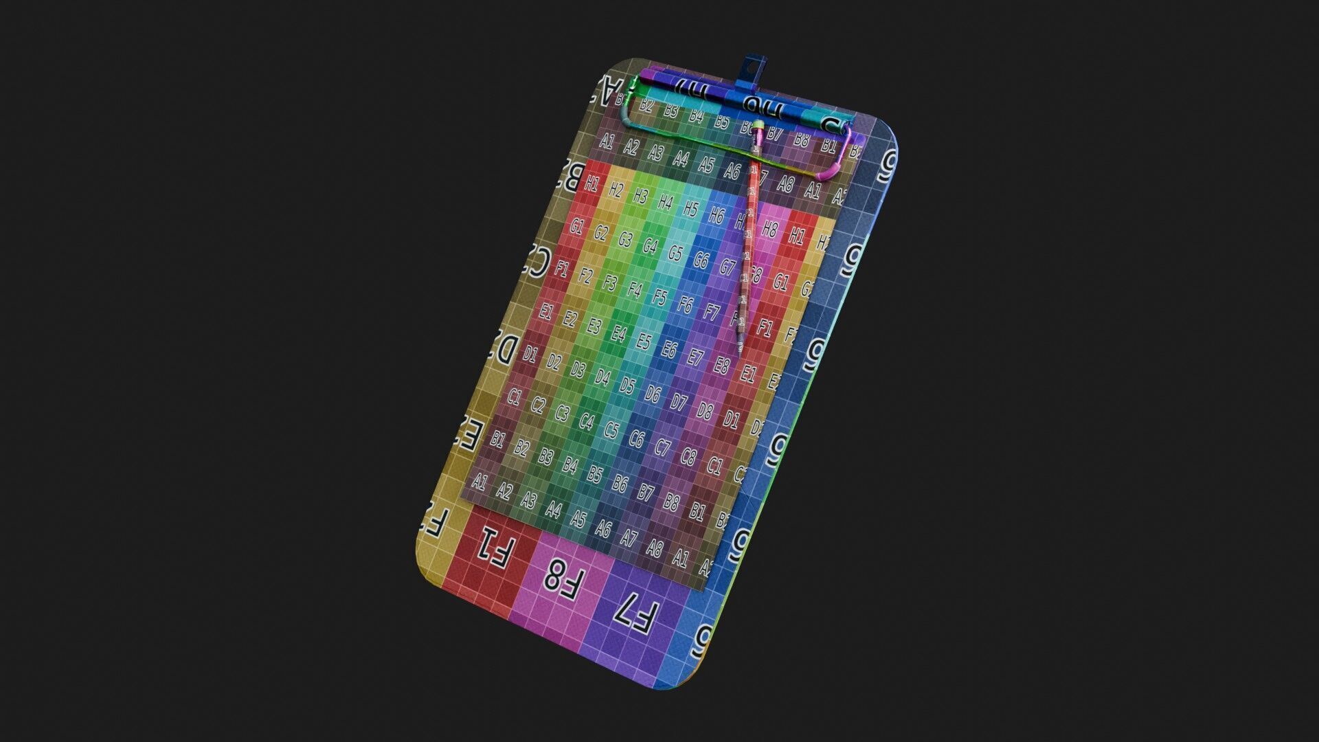 Clipboard and Pencil 4K Low-poly 3D model_1