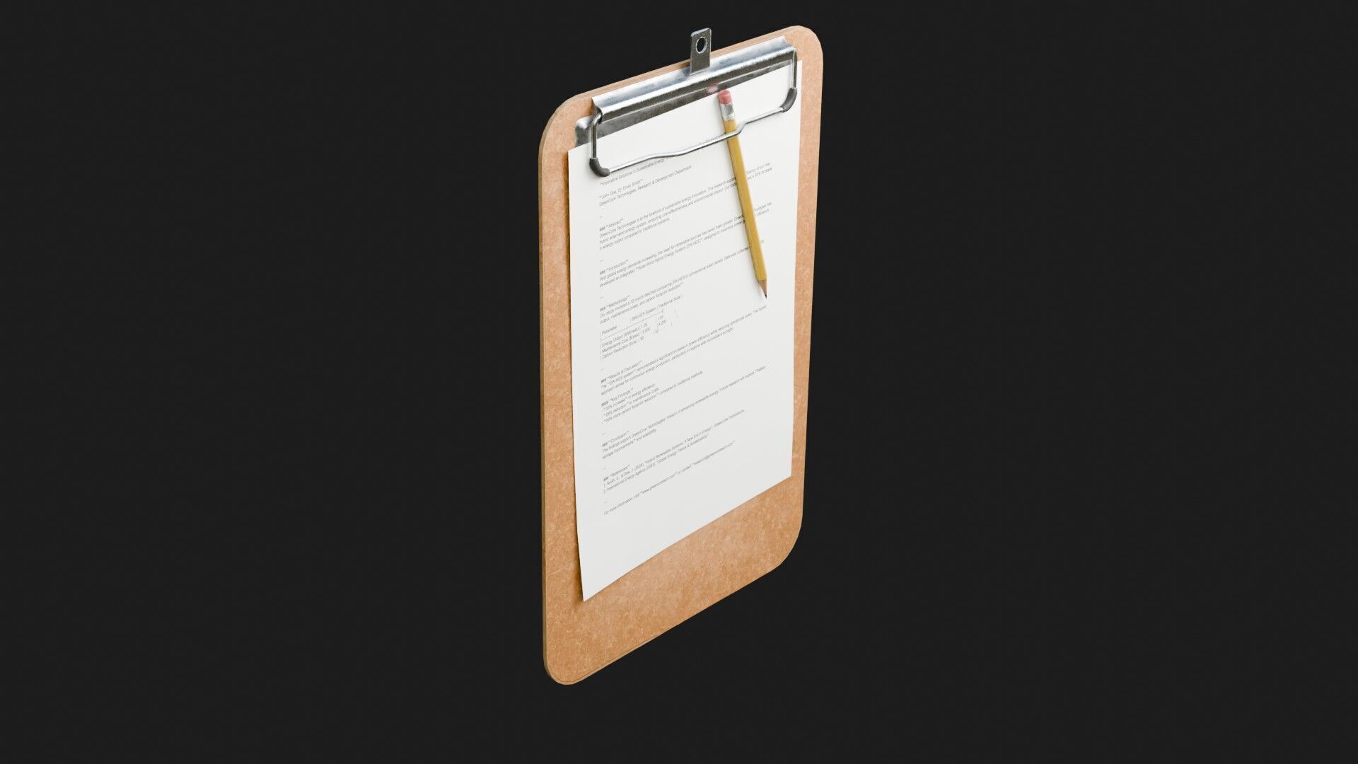 Clipboard and Pencil 4K Low-poly 3D model_6