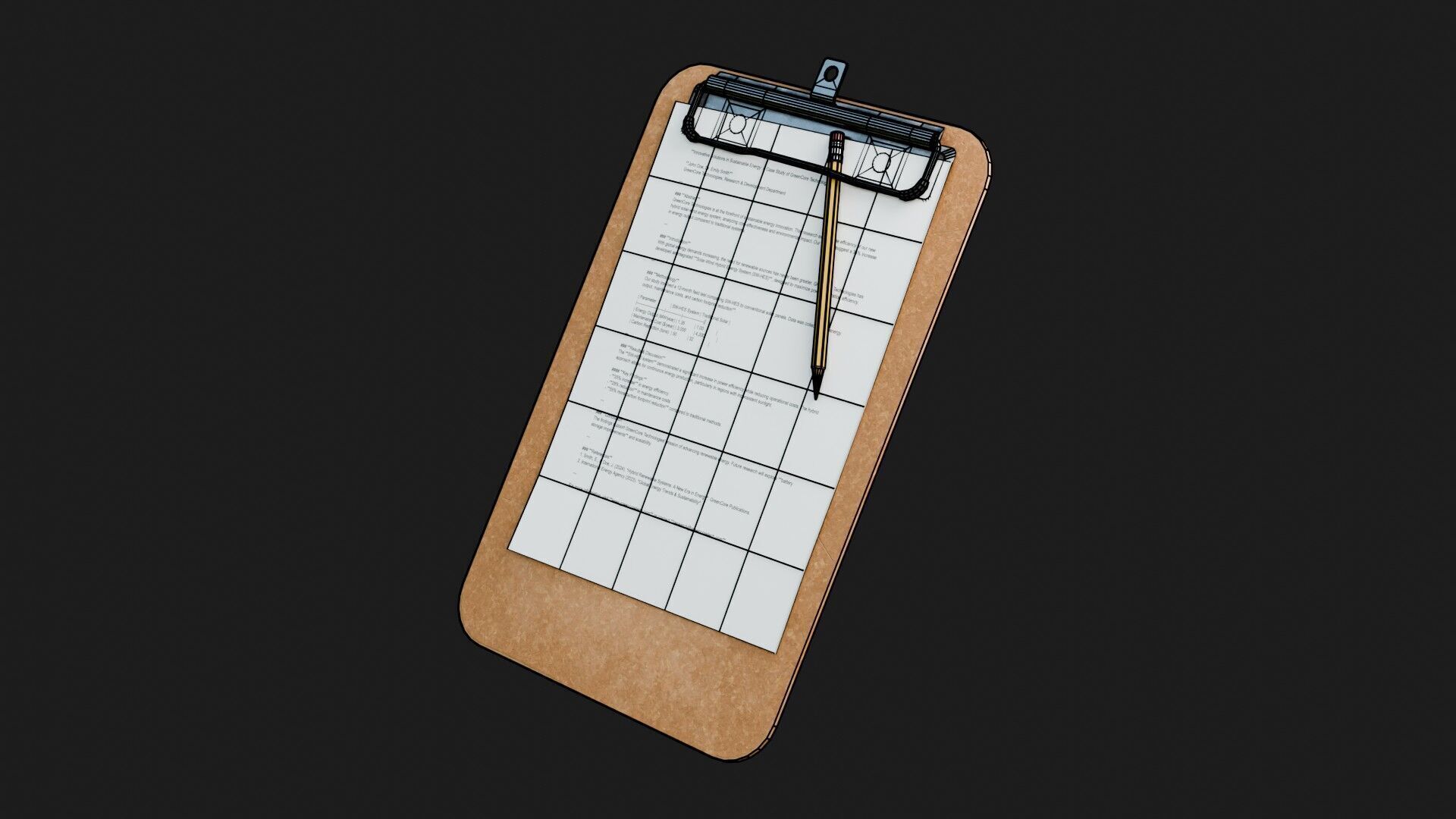 Clipboard and Pencil 4K Low-poly 3D model_2