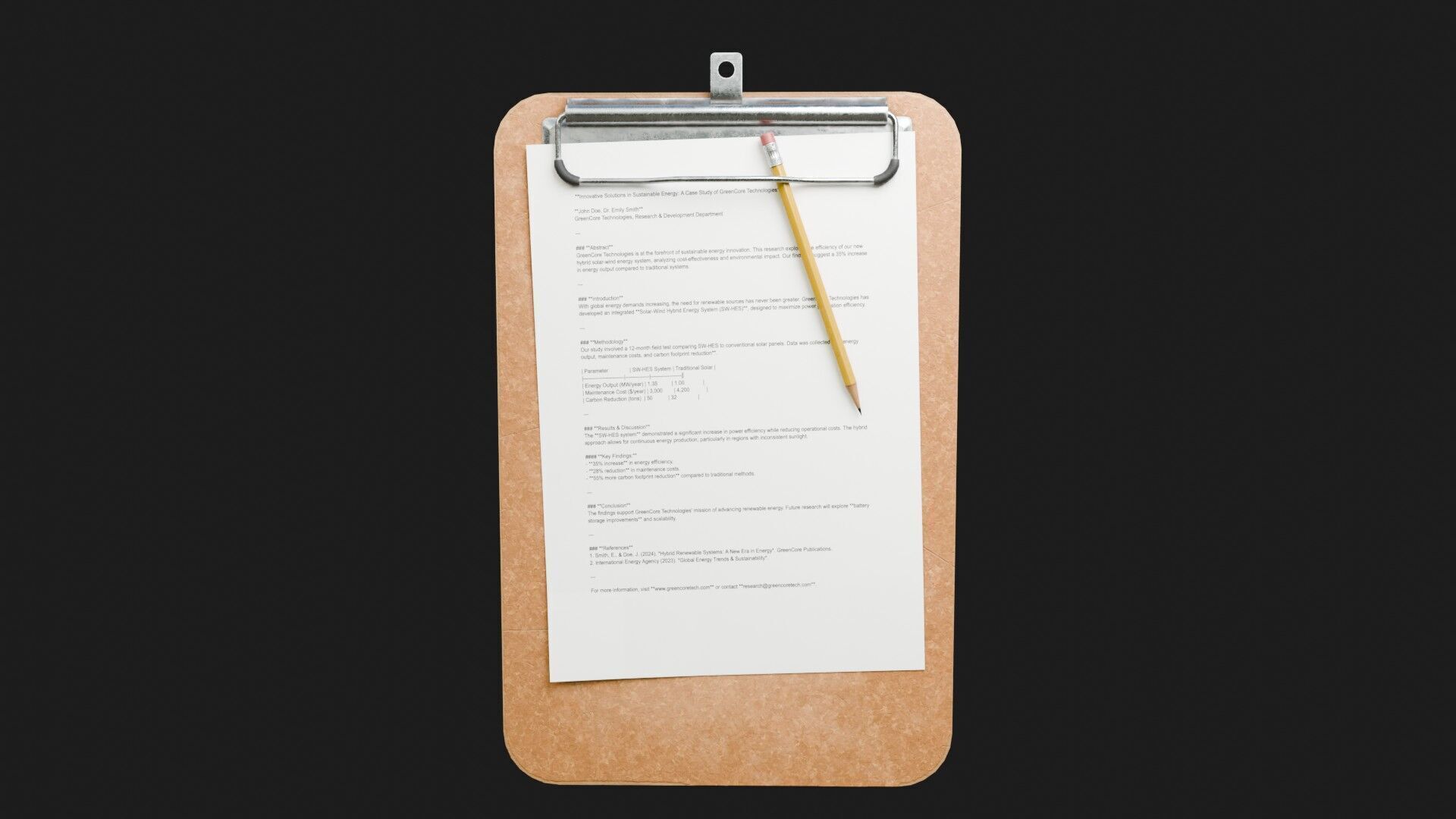 Clipboard and Pencil 4K Low-poly 3D model_3