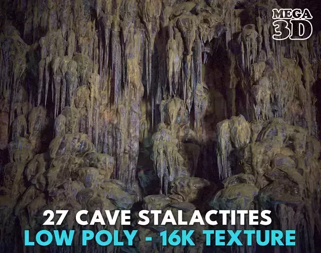 27 Low poly Cave Stalactites - 250208 Low-poly 3D model