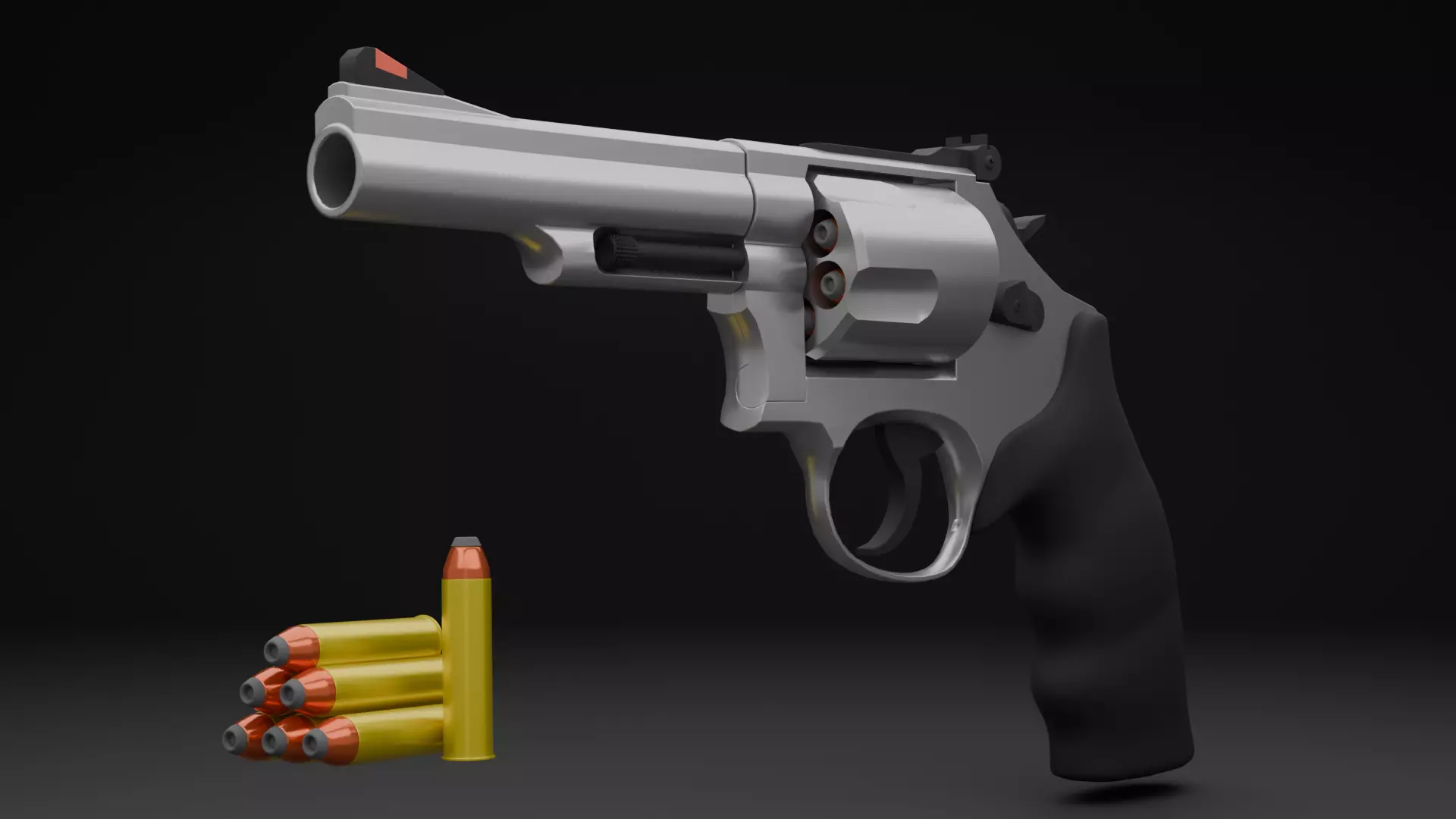 Revolver Low-poly 3D model_0