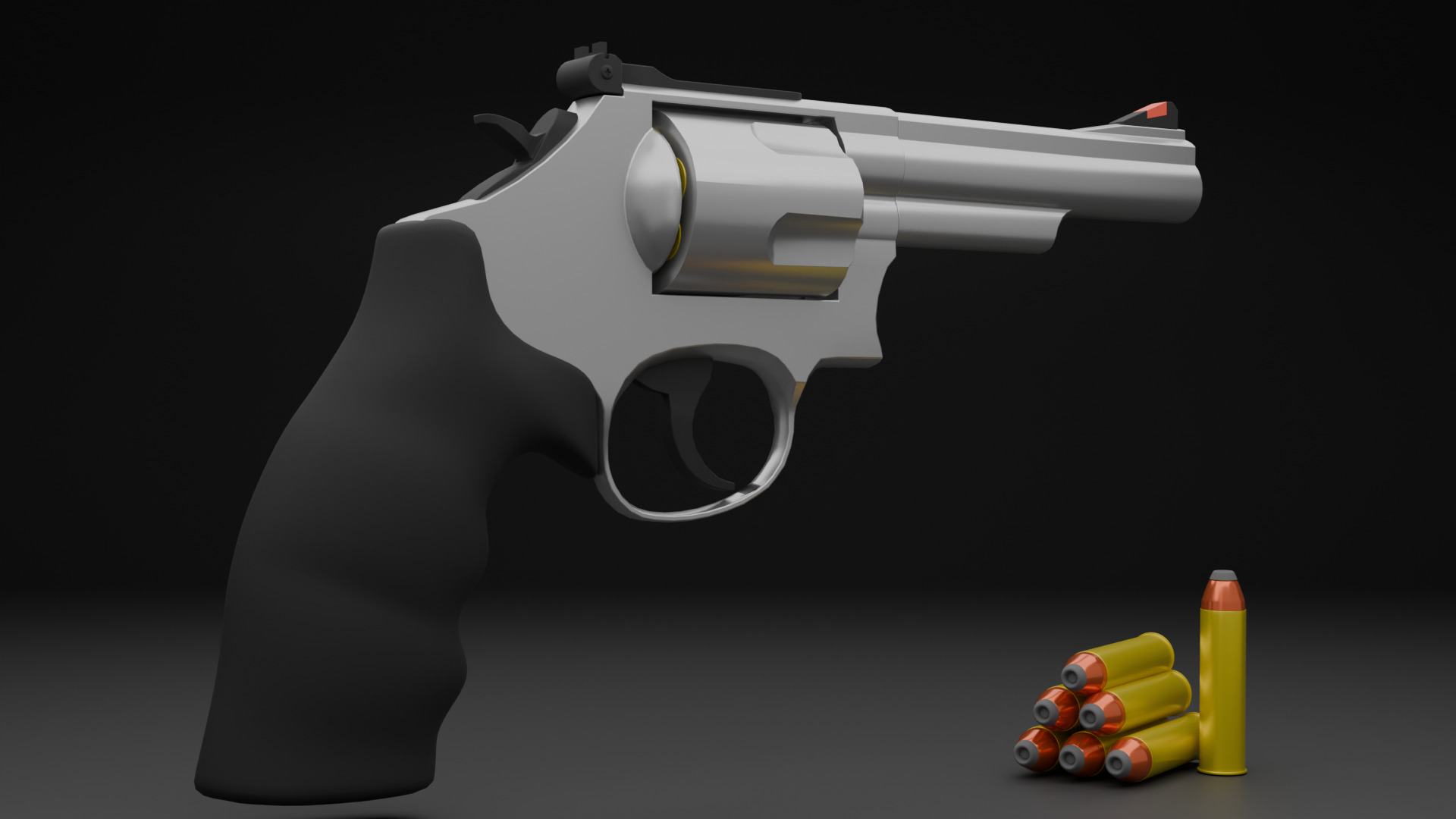 Revolver Low-poly 3D model_2