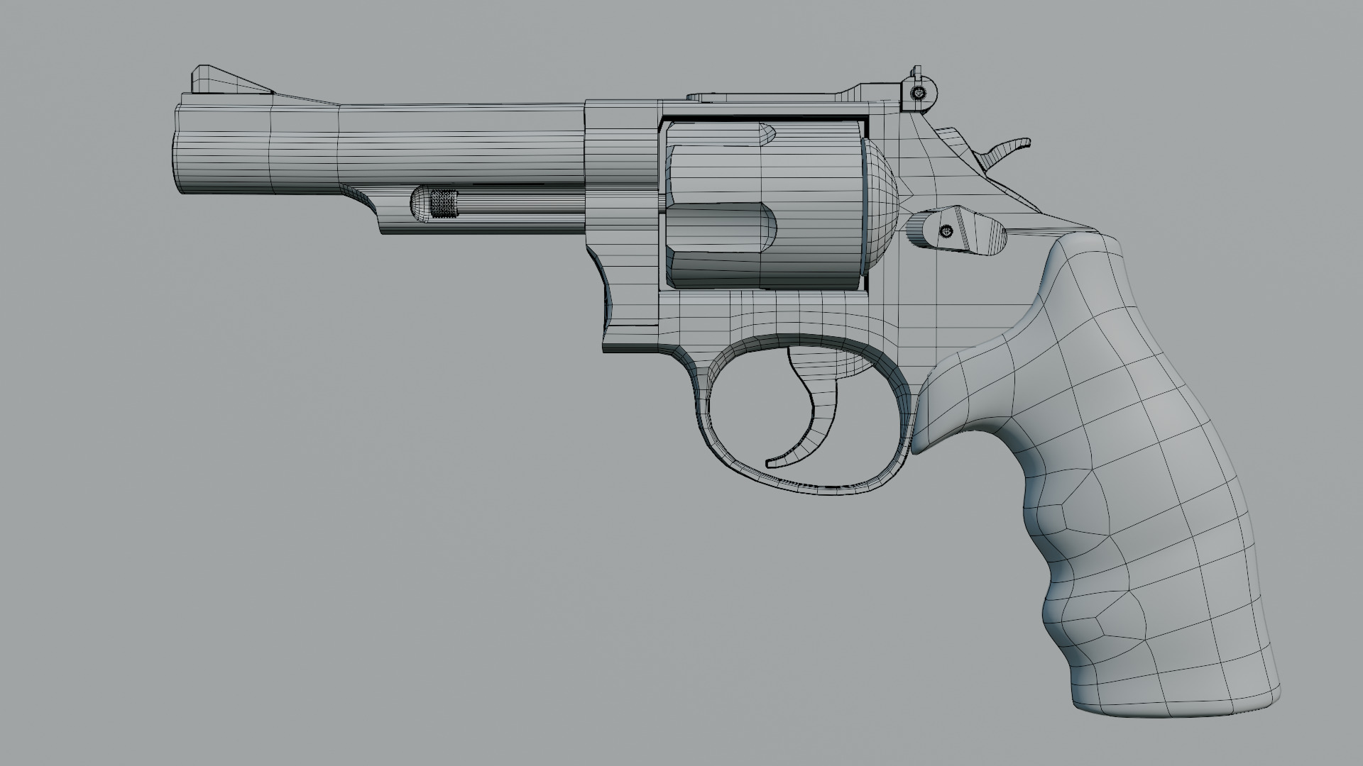 Revolver Low-poly 3D model_5
