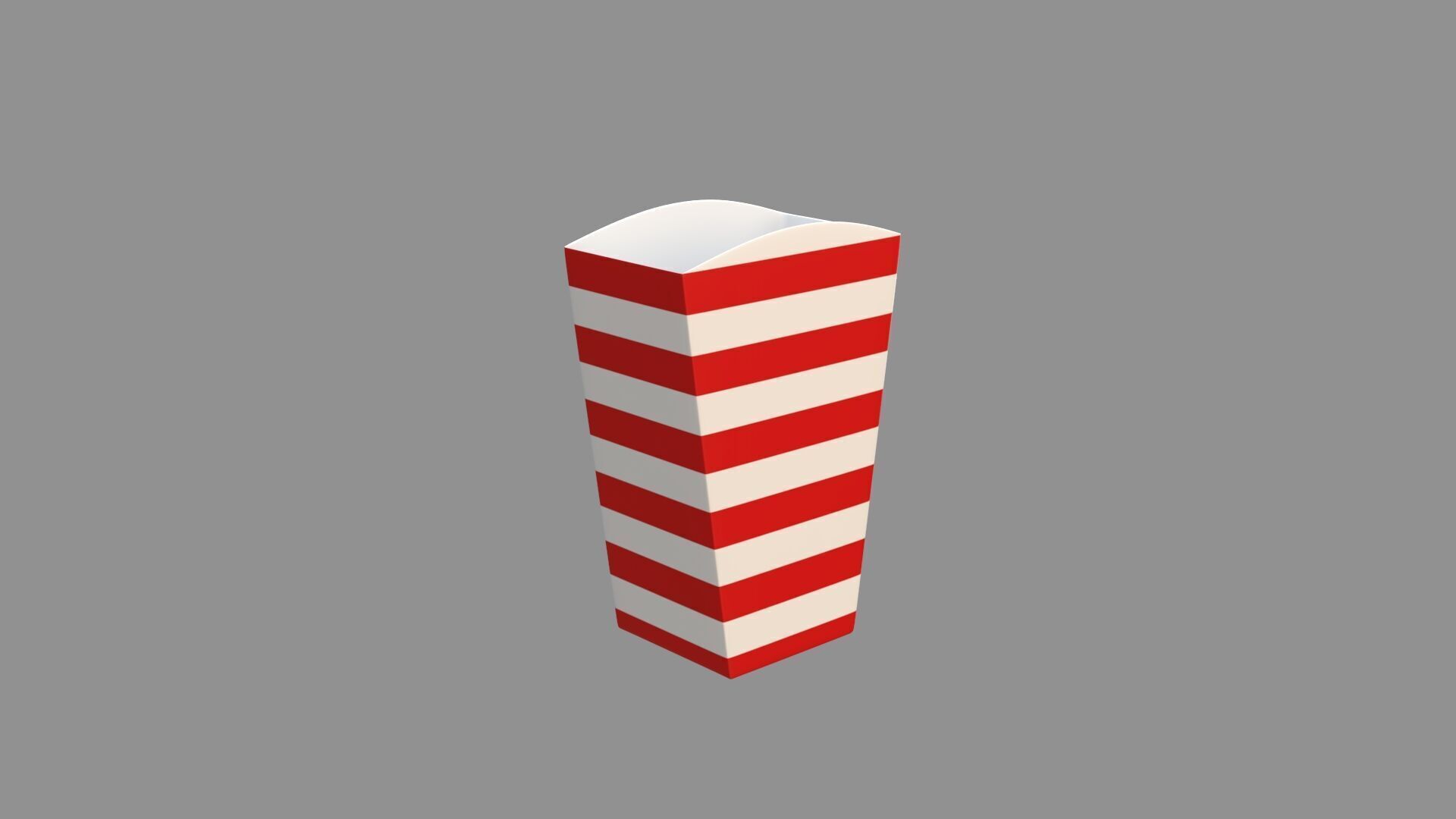 popcorn box red striped 3D model_2
