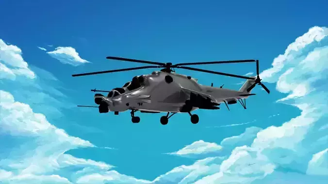 Mil Mi-24 helicopter  3D model
