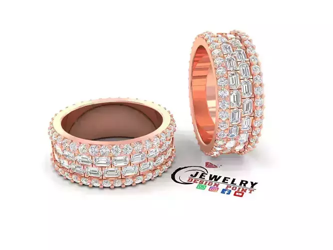 Custom Emerald Diamond Ring - Eternity Band - Diamond Ring