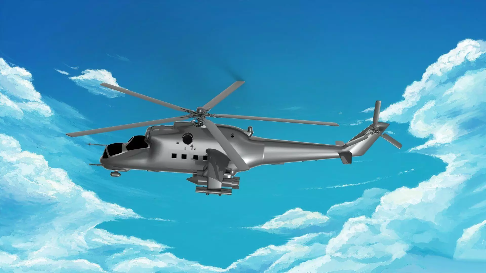 Mil Mi-24 helicopter  3D model_0