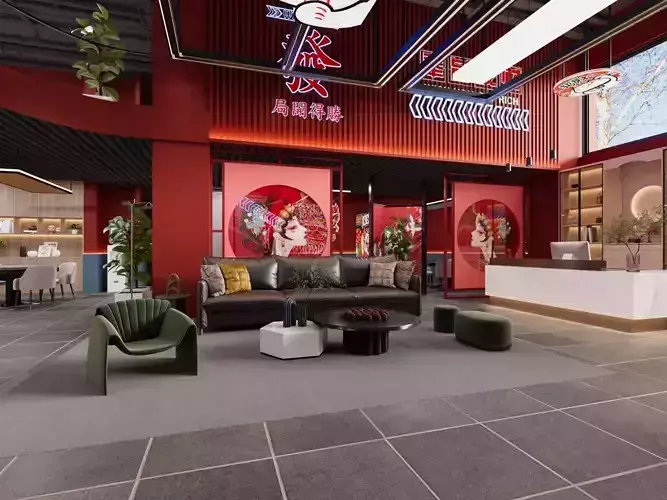 Chinese style chess and card room 3D model