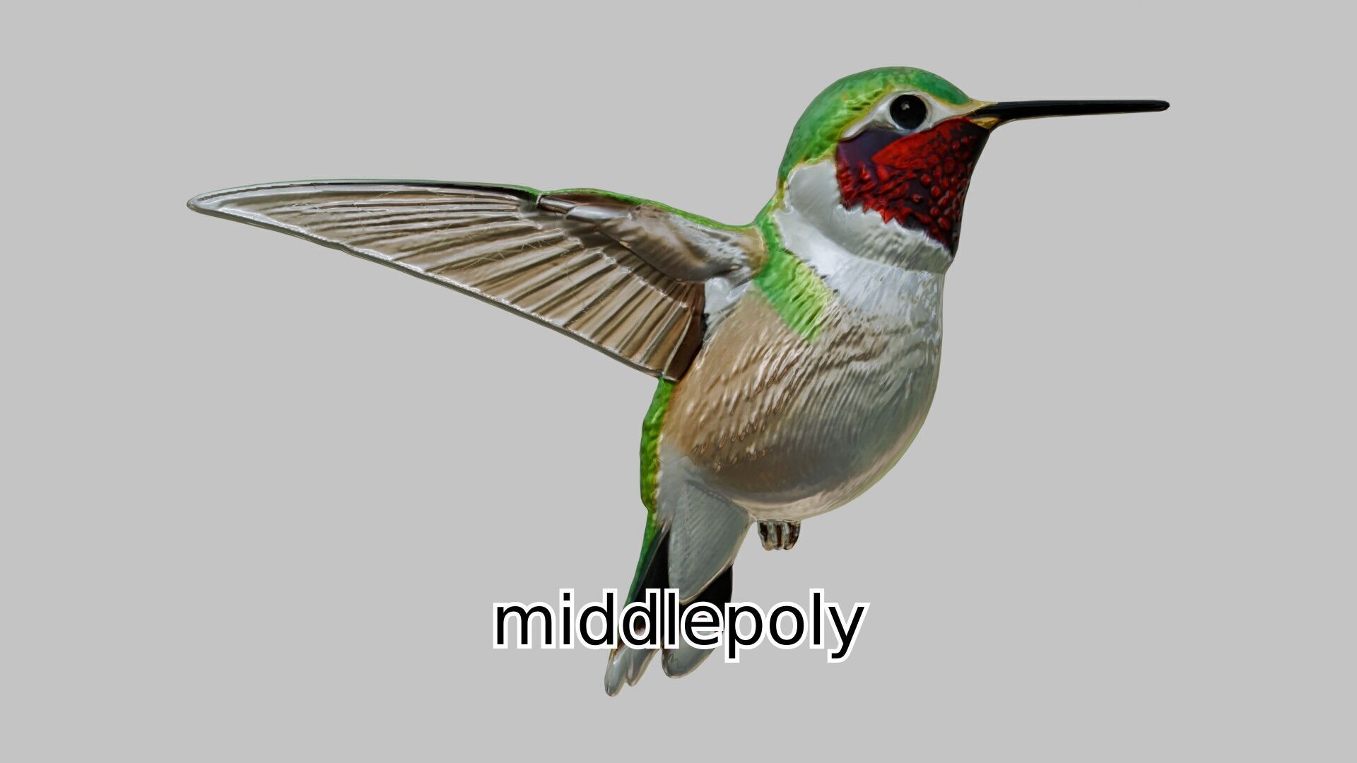 Ruby-Throated Hummingbird Realistic 3D Model Low-poly 3D model_1