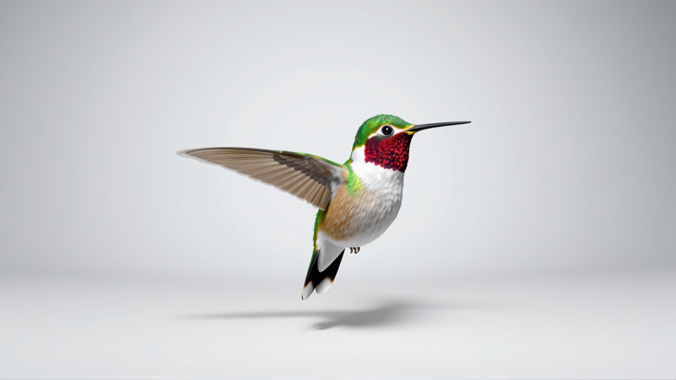 Ruby-Throated Hummingbird Realistic 3D Model Low-poly 3D model_3