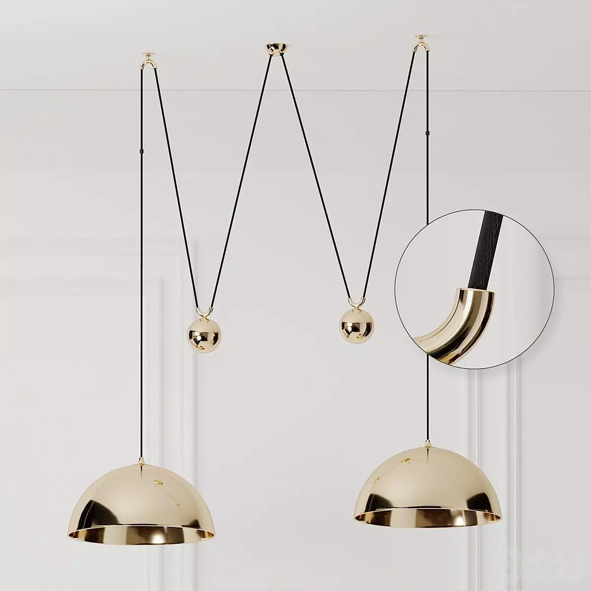 Florian Schulz Double Posa Brass Pendant Lamp Low-poly 3D model_0