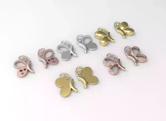 5 different butterfly symbols 3d printing 3dm stl