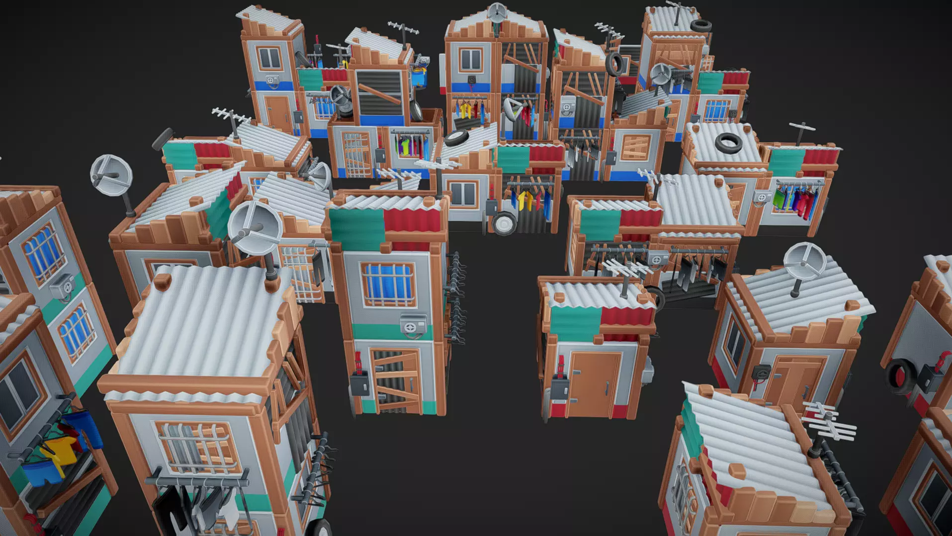 Stylized Slum House Pack Low-poly 3D model