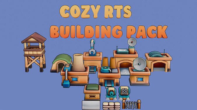 Stylized Cozy Military Structures Pack Low-poly 3D model