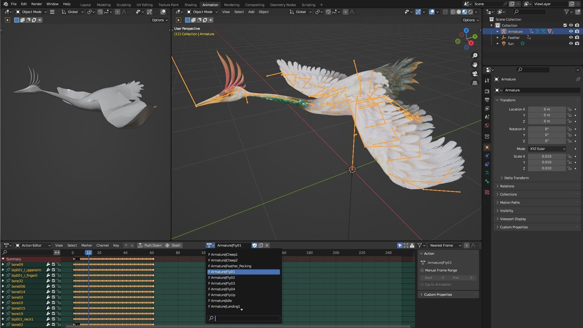 Crane Bird-B1 3D model_21