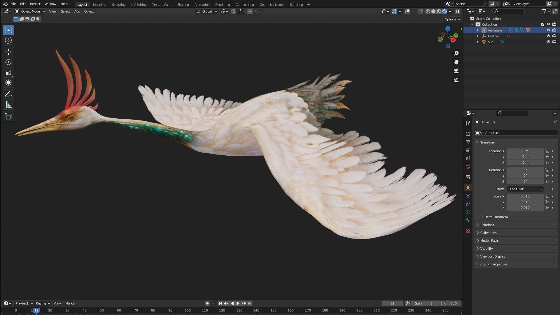 Crane Bird-B1 3D model_22