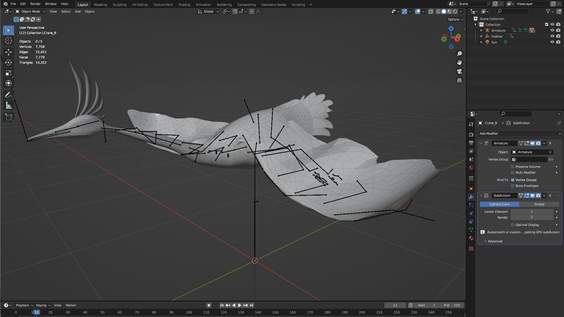 Crane Bird-B1 3D model_19