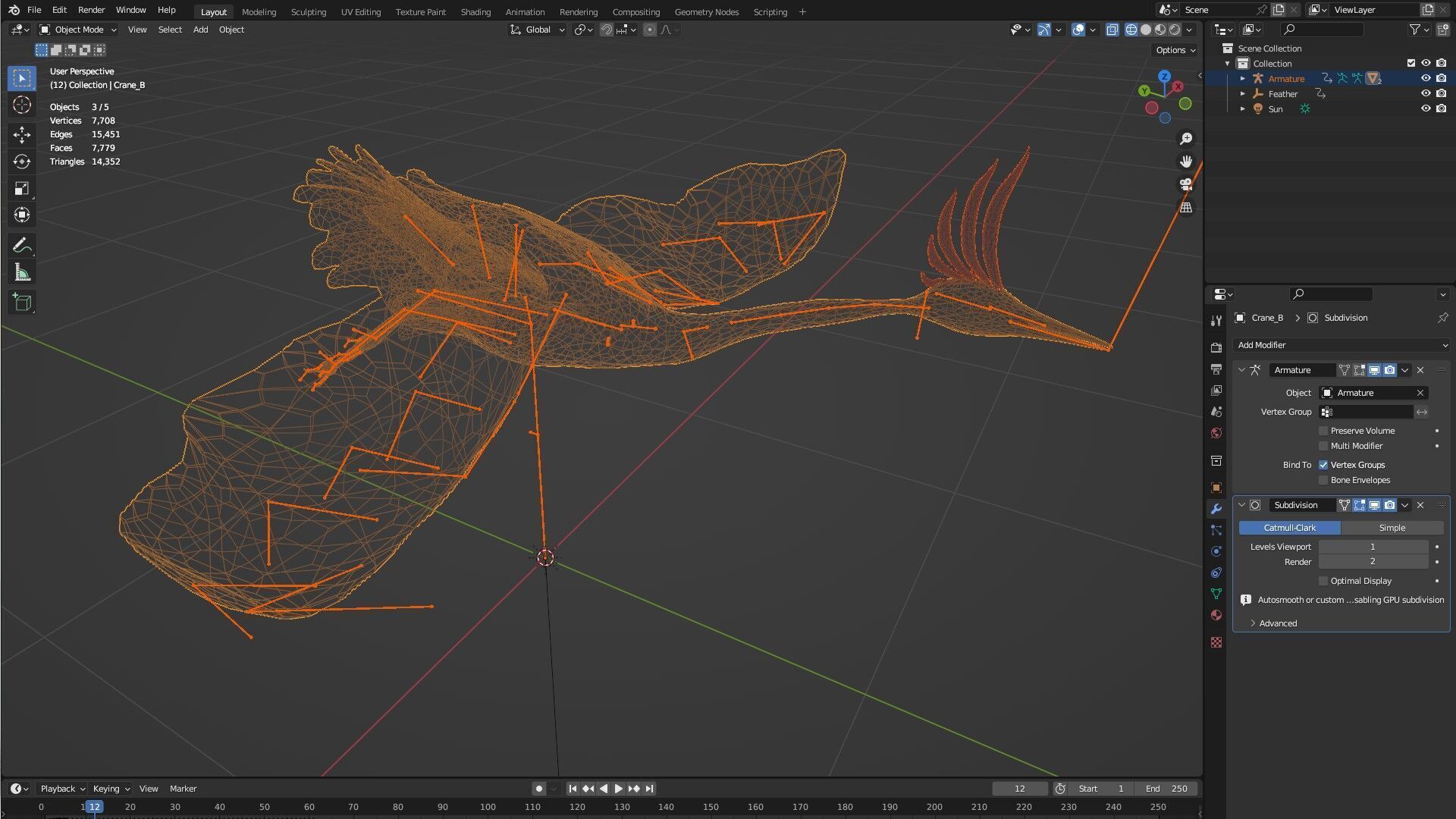 Crane Bird-B1 3D model_20
