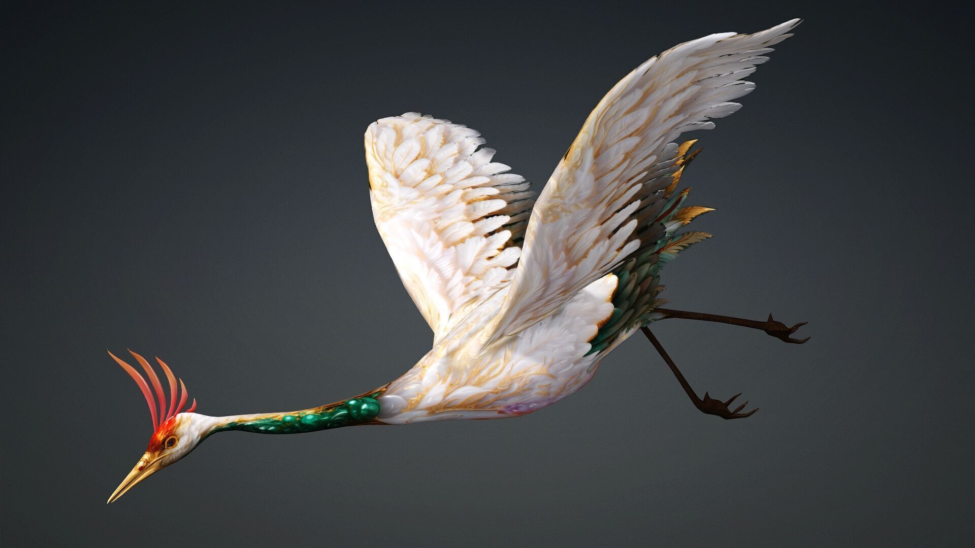 Crane Bird-B1 3D model_9