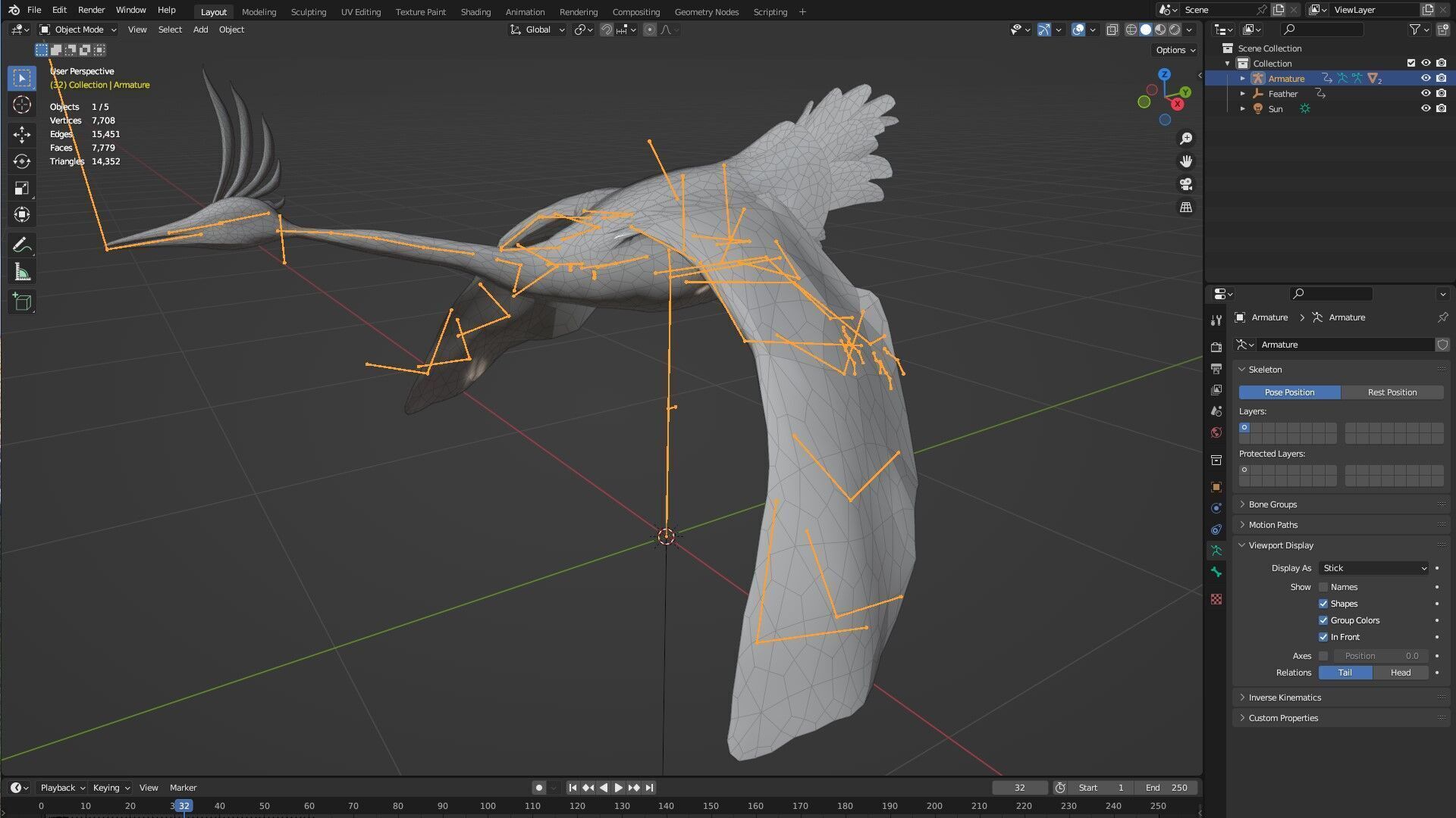Crane Bird-B3 3D model_18