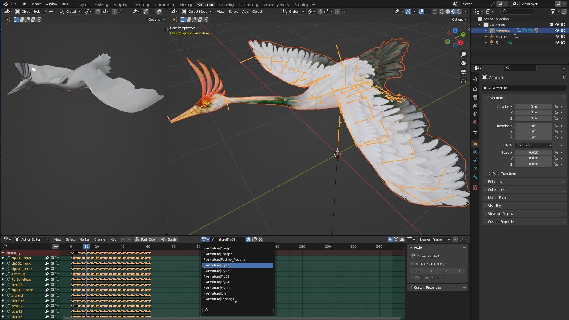 Crane Bird-B3 3D model_20