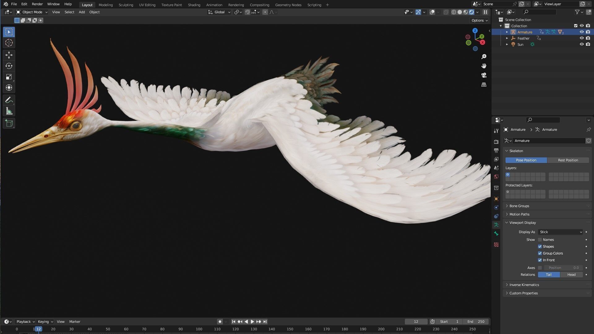 Crane Bird-B3 3D model_21