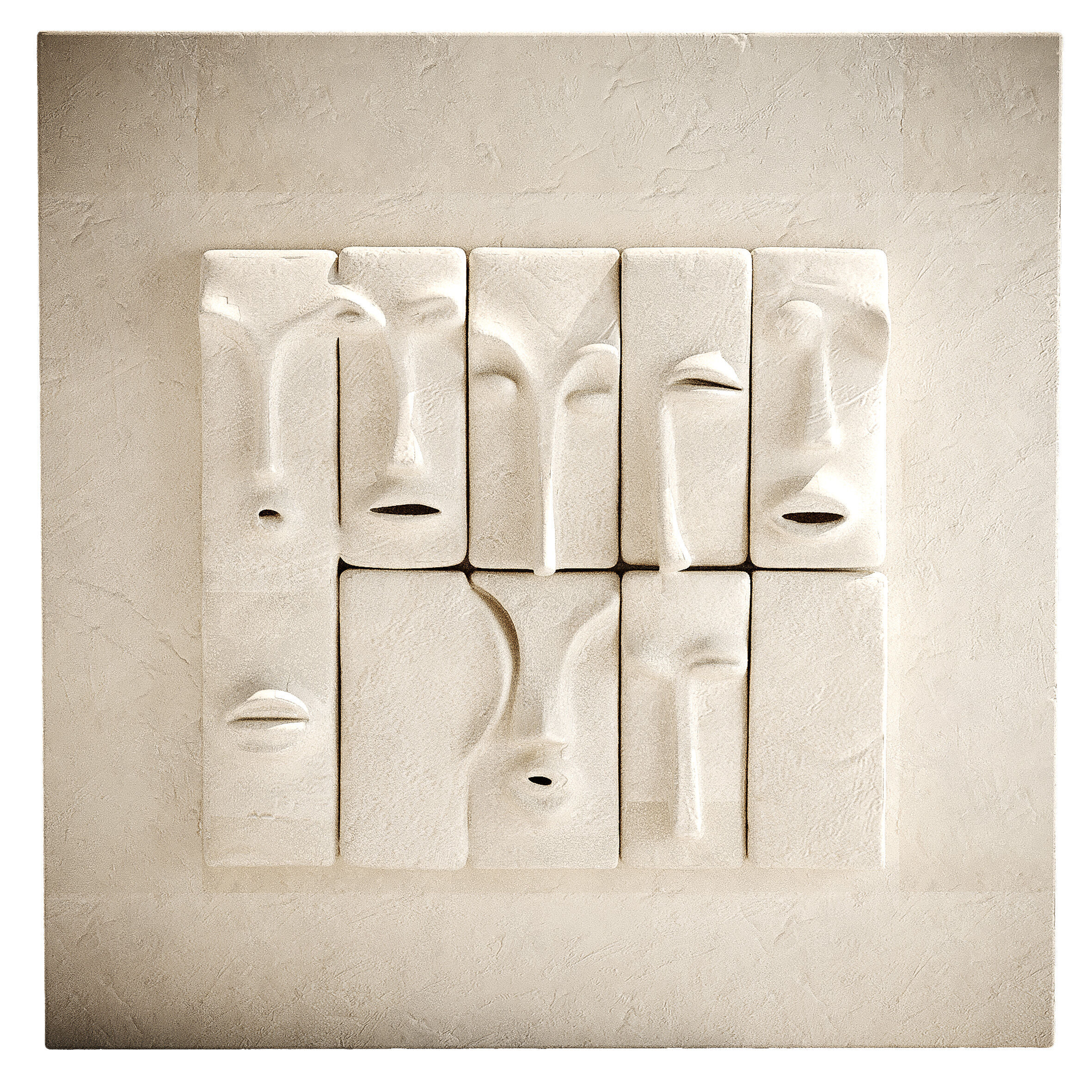 Abstract Face Wall Panel 3D model_1