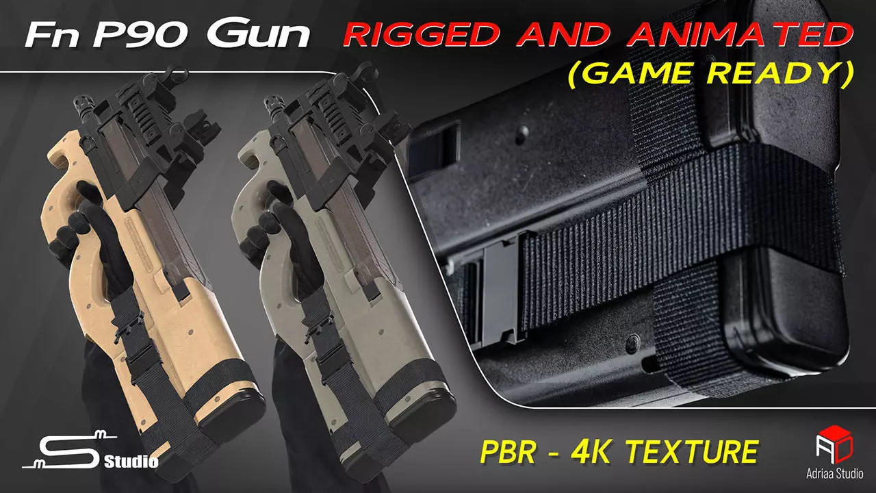 FN P90  Rigged and Animated Low-poly 3D model_0