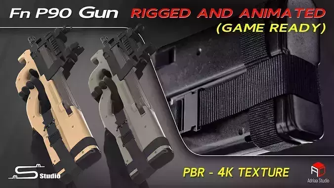 FN P90  Rigged and Animated Low-poly 3D model