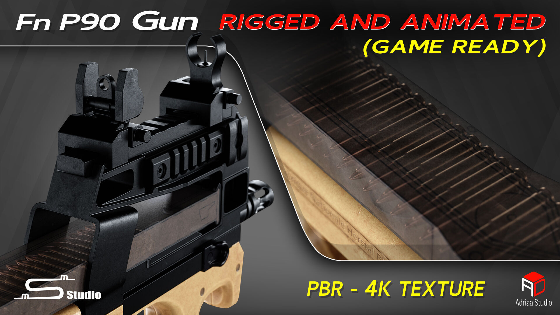 FN P90  Rigged and Animated Low-poly 3D model_6